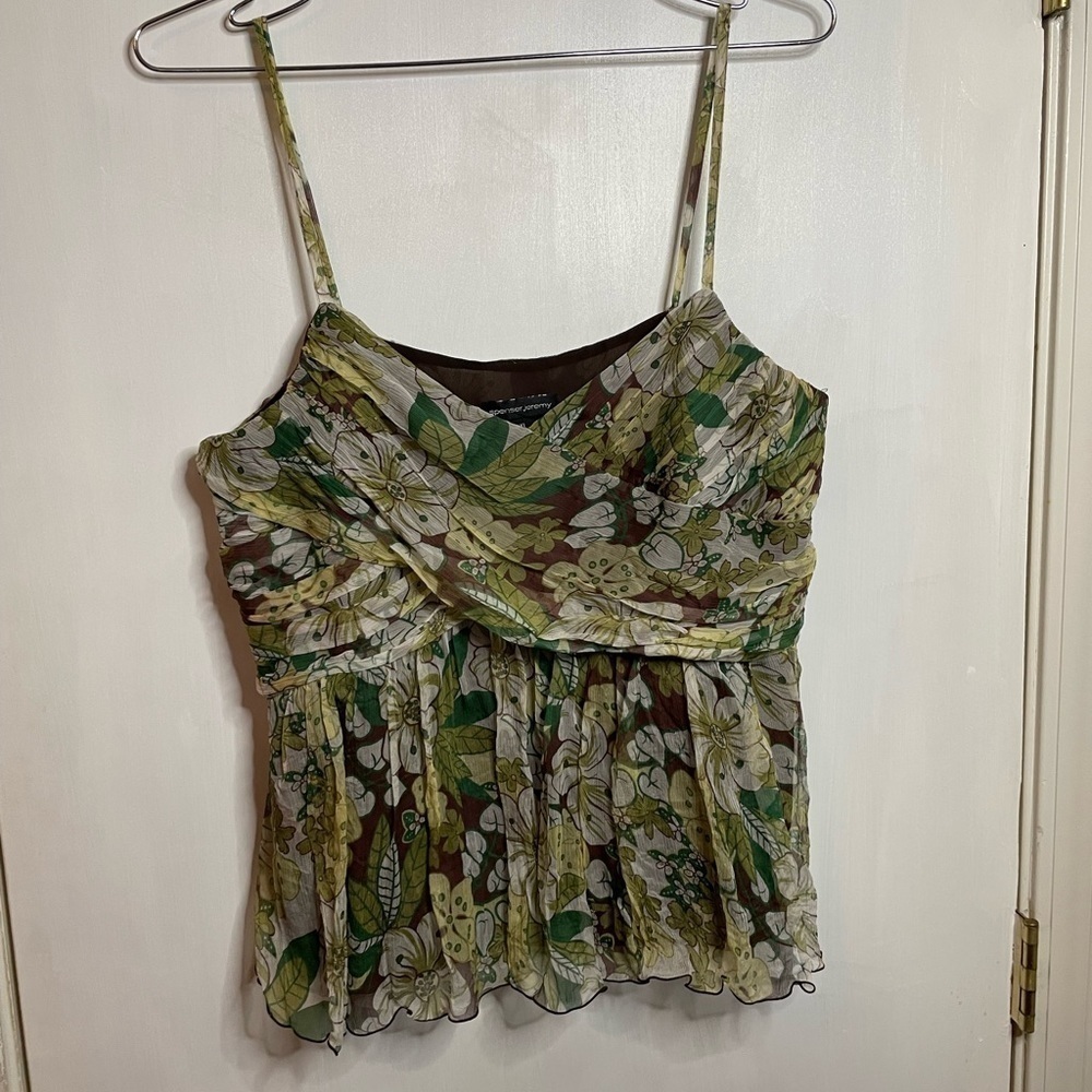 SPENSER JEREMY - Women's XL - Green Brown Floral Camisole Style Top - EUC - Picture 2 of 6